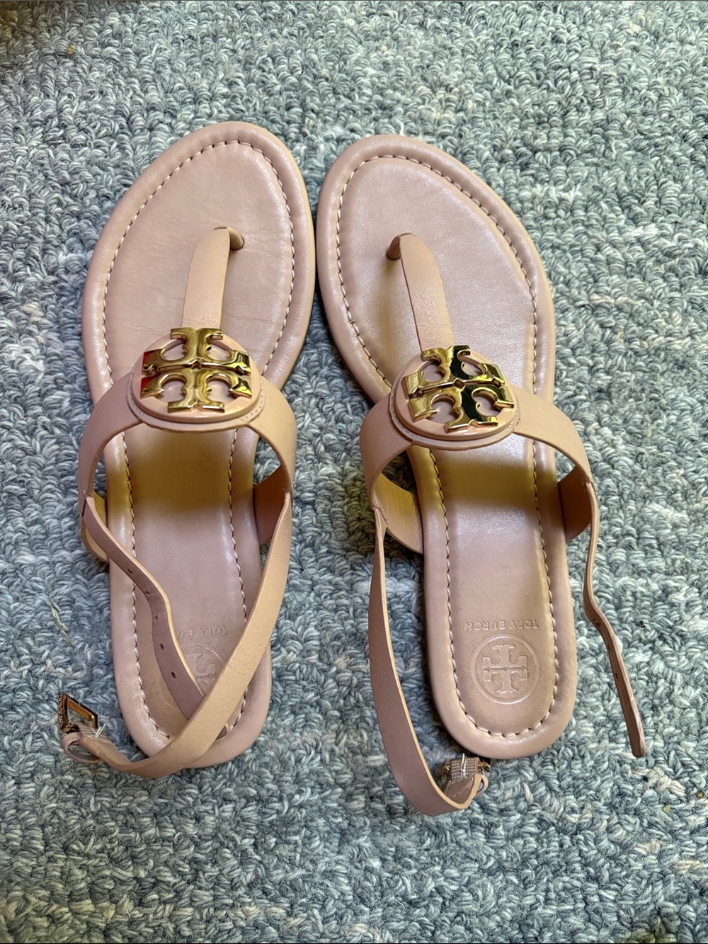 Tory Burch Blush pink Leather Logo Sandals
